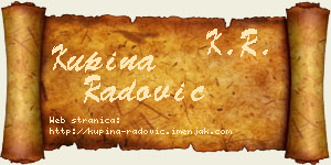 Kupina Radović vizit kartica